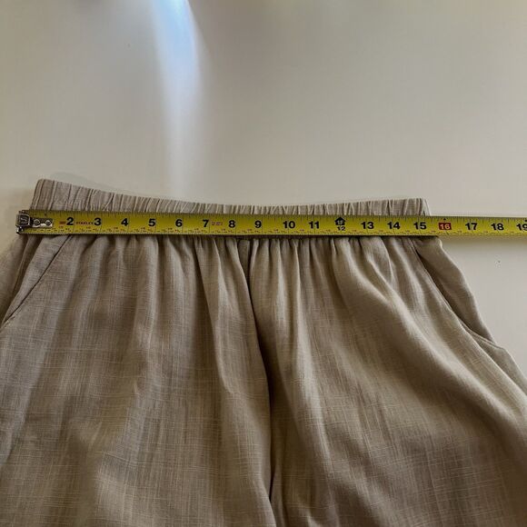 Zenana Brown Linen Blend Elastic Waist Pants Pockets Wide Leg Ladies L Casual - Picture 7 of 9